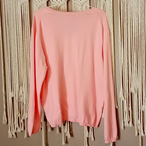 Women's Peach XXL Tommy Hilfiger VNeck Pullover Sweater - Picture 2 of 5